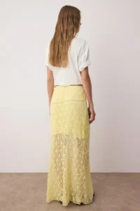 TRENDYOLMİLLA Yellow A Line Lace Lined Maxi Skirt - Image 3