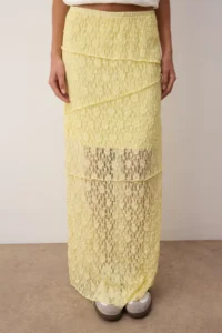 TRENDYOLMİLLA Yellow A Line Lace Lined Maxi Skirt - Image 4