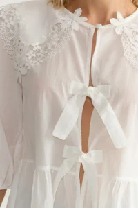 TRENDYOLMİLLA Front Tie and Lace Detailed Weaving Shirt - Image 3