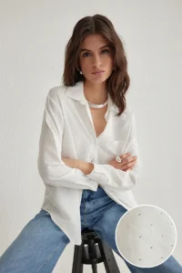 TRENDYOLMİLLA White Stone Detailed Shirt Shirt