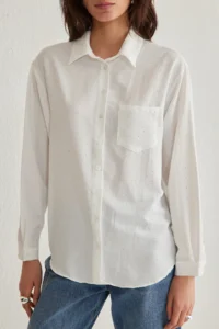 TRENDYOLMİLLA White Stone Detailed Shirt Shirt - Image 3