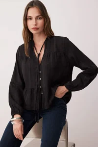 TRENDYOLMİLLA Black Cotton textured Kolda Lace Oversized Boho Weaving Shirt - Image 3