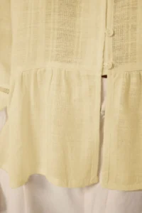 TRENDYOLMİLLA Yellow Cotton textured Kolda Lace Oversized Boho Weaving Shirt - Image 4