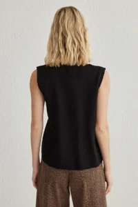 TRENDYOLMİLLA Black Zero Sleeve linen look Regular Normal Pattern Weaving Shirt - Image 5