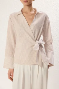 TRENDYOLMİLLA Beige Side Binding Detailed Flamed Cotton Regular Normal Pattern Weaving Shirt - Image 3
