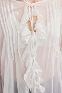 TRENDYOLMİLLA White Boho Ruffle Detailed Siphon Tire Detailed Shirt - Image 3