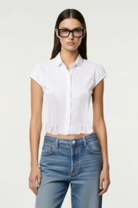 TRENDYOLMİLLA White Poplin Shirt Shirt - Image 3