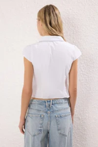 TRENDYOLMİLLA White Poplin Shirt Shirt - Image 7