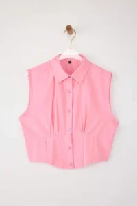 TRENDYOLMİLLA Pink Sleeveless Shirt - Image 2