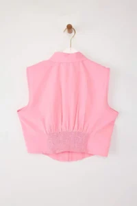 TRENDYOLMİLLA Pink Sleeveless Shirt - Image 3