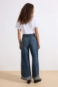TRENDYOLMİLLA Dark Blue Layered Hem Regular Waist Loose Baggy jeans - Image 4