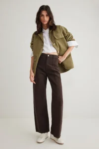 TRENDYOLMİLLA Brown Stitching Detailed High Waist Wide Leg Wide Leg 100% Cotton Non-Stretch jeans