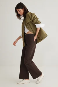 TRENDYOLMİLLA Brown Stitching Detailed High Waist Wide Leg Wide Leg 100% Cotton Non-Stretch jeans - Image 2