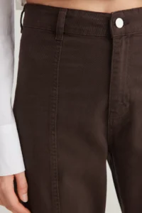 TRENDYOLMİLLA Brown Stitching Detailed High Waist Wide Leg Wide Leg 100% Cotton Non-Stretch jeans - Image 4
