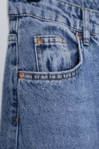 TRENDYOLMİLLA Mavi Ribbon/Bow Detailed Regular Waist Wide Leg Wide Leg 100% Cotton jeans - Image 9