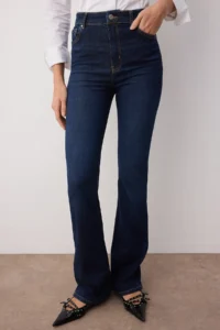 TRENDYOLMİLLA Dark Blue High Waist comfort/Flexible Flare jeans - Image 3