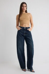 TRENDYOLMİLLA Dark Blue Regular Waist Loose Baggy jeans