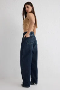 TRENDYOLMİLLA Dark Blue Regular Waist Loose Baggy jeans - Image 2