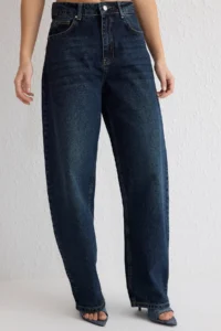 TRENDYOLMİLLA Dark Blue Regular Waist Loose Baggy jeans - Image 3