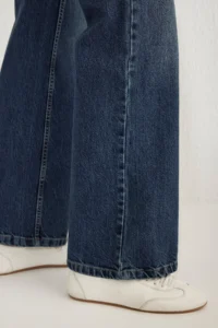 TRENDYOLMİLLA Dark Blue Premium High Waist Wide Leg jeans - Image 4