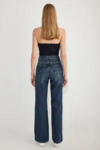 TRENDYOLMİLLA Dark Blue Premium High Waist Wide Leg jeans - Image 5