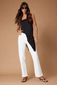 TRENDYOLMİLLA White High Waist Plain Kesim comfort/Flexible Straight jeans