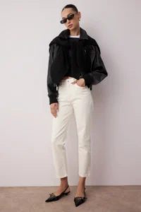 TRENDYOLMİLLA White High Waist Plain Kesim comfort/Flexible Straight jeans - Image 5