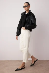 TRENDYOLMİLLA White High Waist Plain Kesim comfort/Flexible Straight jeans - Image 6