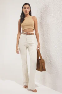 TRENDYOLMİLLA Ecru High Waist Less Flexible Flare flared leg jeans - Image 5