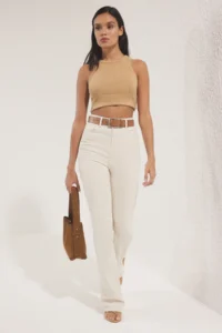 TRENDYOLMİLLA Ecru High Waist Less Flexible Flare flared leg jeans - Image 6