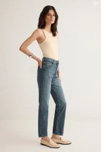TRENDYOLMİLLA Mavi High Waist Plain Kesim Straight 100% Cotton Non-Stretch jeans - Image 2