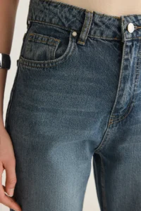 TRENDYOLMİLLA Mavi High Waist Plain Kesim Straight 100% Cotton Non-Stretch jeans - Image 4