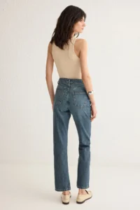TRENDYOLMİLLA Mavi High Waist Plain Kesim Straight 100% Cotton Non-Stretch jeans - Image 5