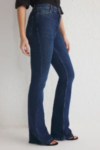 TRENDYOLMİLLA Dark Blue High Waist comfort/Flexible Flare flared leg jeans - Image 3