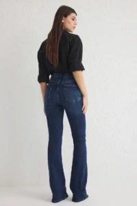 TRENDYOLMİLLA Dark Blue High Waist comfort/Flexible Flare flared leg jeans - Image 5