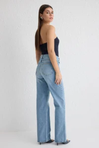 TRENDYOLMİLLA Light Blue High Waist Wide Leg Wide Leg 100% Cotton Non-Stretch jeans - Image 5