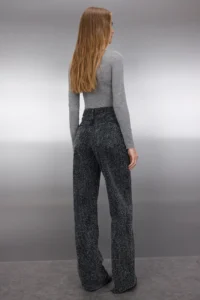 TRENDYOLMİLLA Black textured High Waist Wide Leg Wide Leg 100% Cotton Non-Stretch jeans - Image 4