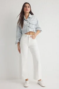 TRENDYOLMİLLA White Stitching Detailed High Waist barrel jeans