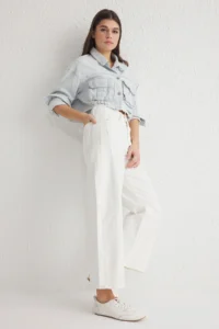 TRENDYOLMİLLA White Stitching Detailed High Waist barrel jeans - Image 2