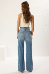 TRENDYOLMİLLA Mavi High Waist Wide Leg Wide Leg 100% Cotton Non-Stretch jeans - Image 5