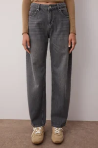 TRENDYOLMİLLA Anthracite Premium Low Waist barrel jeans - Image 3