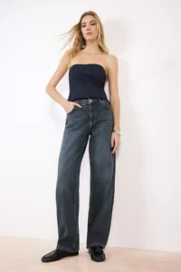 TRENDYOLMİLLA Dark Blue Premium Low Waist barrel jeans - Image 2