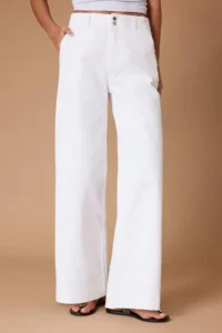 TRENDYOLMİLLA White Button Detailed High Waist comfort/Flexible Wide Leg Wide Leg jeans - Image 3