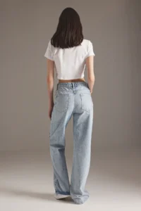 TRENDYOLMİLLA Mavi Ribbon/Bow Detailed Stone Regular Waist Wide Leg Wide Leg jeans - Image 4