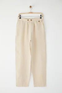 TRENDYOLMİLLA Beige 100% Linen Belt Detailed barrel Pants - Image 5