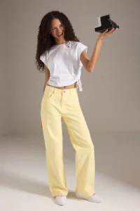 TRENDYOLMİLLA Yellow High Waist Wide Leg jeans