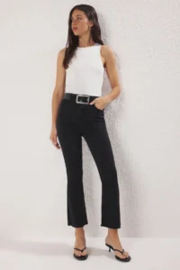 TRENDYOLMİLLA Anthracite High Waist comfort/Flexible Crop Flare Bilek Size jeans - Image 2