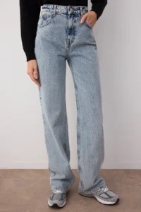 TRENDYOLMİLLA Light Blue High Waist Wide Leg jeans - Image 3