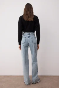 TRENDYOLMİLLA Light Blue High Waist Wide Leg jeans - Image 4