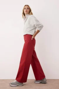 TRENDYOLMİLLA Rejection High Waist Rib Detailed Hem Cutout comfort/Flexible Wide Leg jeans - Image 2